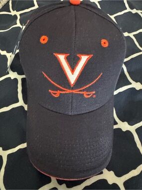 Navy Virginia Cavaliers V Logo Baseball Cap - Orange Accent